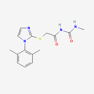 molecular formula C15H18N4O2S B13802306 Urea, 1-methyl-3-((1-(2,6-xylyl)imidazol-2-ylthio)acetyl)- CAS No. 60176-54-7