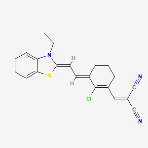 molecular formula C21H18ClN3S B13802323 (((3E)-2-Chloro-3-[(2Z)-2-(3-ethyl-1,3-benzothiazol-2(3H)-ylidene)ethylidene]cyclohex-1-EN-1-YL)methylene)malononitrile 