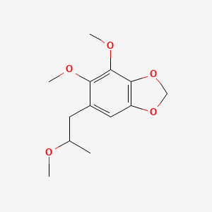 molecular formula C13H18O5 B13802325 1,3-Benzodioxole, 4,5-dimethoxy-6-(2-methoxypropyl)- CAS No. 69232-78-6