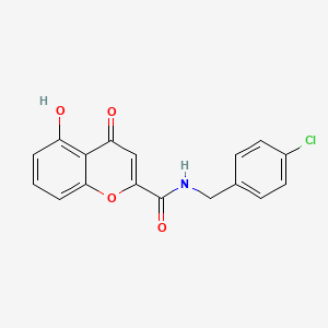 molecular formula C17H12ClNO4 B13802329 N-[(4-chlorophenyl)methyl]-5-hydroxy-4-oxochromene-2-carboxamide CAS No. 546093-13-4