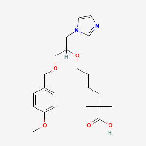 molecular formula C22H32N2O5 B13802335 6-({1-(1H-Imidazol-1-yl)-3-[(4-methoxyphenyl)methoxy]propan-2-yl}oxy)-2,2-dimethylhexanoic acid CAS No. 91304-04-0