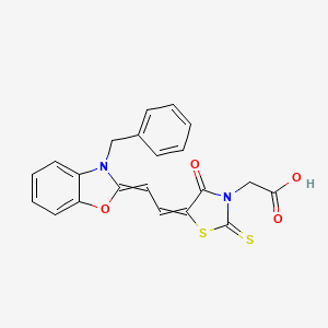 molecular formula C21H16N2O4S2 B13802426 3-Thiazolidineacetic acid, 4-oxo-5-[[3-(phenylmethyl)-2(3H)-benzoxazolylidene]ethylidene]-2-thioxo- CAS No. 63815-90-7