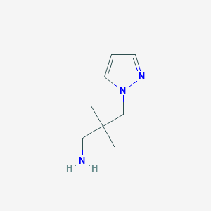 molecular formula C8H15N3 B1380243 2,2-dimethyl-3-(1H-pyrazol-1-yl)propan-1-amine CAS No. 1517919-33-3