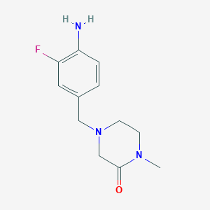 molecular formula C12H16FN3O B1380251 4-[(4-Amino-3-fluorophenyl)methyl]-1-methylpiperazin-2-one CAS No. 1539447-43-2