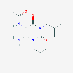 molecular formula C14H24N4O3 B13802531 Acetamide,N-[6-amino-1,2,3,4-tetrahydro-1,3-bis(2-methylpropyl)-2,4-dioxo-pyrimidin-5-YL]- 