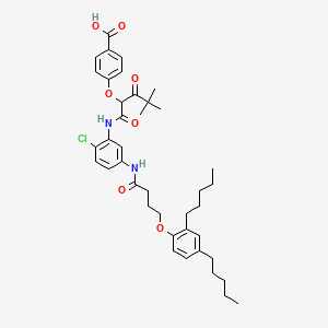 molecular formula C40H51ClN2O7 B13802558 Benzoic acid, 4-[1-[[[2-chloro-5-[[4-(2,4-dipentylphenoxy)-1-oxobutyl]amino]phenyl]amino]carbonyl]-3,3-dimethyl-2-oxobutoxy]- CAS No. 56912-33-5