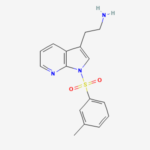 molecular formula C16H17N3O2S B13802586 1H-Pyrrolo[2,3-B]pyridine-3-ethanamine, 1-[(3-methylphenyl)sulfonyl]- 