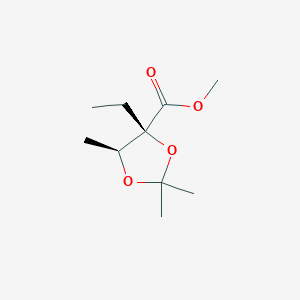 molecular formula C10H18O4 B13802628 1,3-Dioxolane-4-carboxylicacid,4-ethyl-2,2,5-trimethyl-,methylester,(4R,5S)-(9CI) 