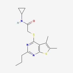 N-Cyclopropyl-2-(5,6-dimethyl-2-propyl-thieno[2,3-d]pyrimidin-4-ylsulfanyl)-acetamide