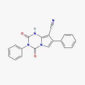 molecular formula C19H12N4O2 B13802819 1,2,3,4-Tetrahydro-2,4-dioxo-3,7-diphenylpyrrolo[1,2-a]-1,3,5-triazine-8-carbonitrile 