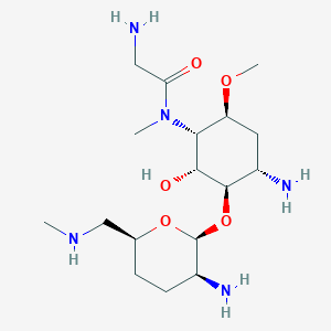 2-amino-N-[(1S,2R,3R,4S,6S)-4-amino-3-[(2S,3S,6S)-3-amino-6-(methylaminomethyl)oxan-2-yl]oxy-2-hydroxy-6-methoxycyclohexyl]-N-methylacetamide