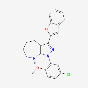 molecular formula C22H20ClN3O2 B13803080 3-(1-benzofuran-2-yl)-1-(5-chloro-2-methoxyphenyl)-5,6,7,8-tetrahydro-4H-pyrazolo[3,4-b]azepine 