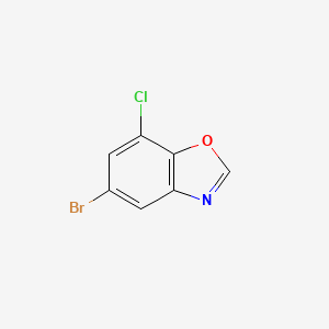 molecular formula C7H3BrClNO B1380309 5-Bromo-7-chloro-1,3-benzoxazole CAS No. 1226072-26-9