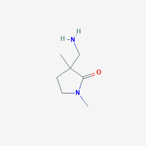 molecular formula C7H14N2O B1380347 3-(Aminomethyl)-1,3-dimethylpyrrolidin-2-one CAS No. 1505580-78-8
