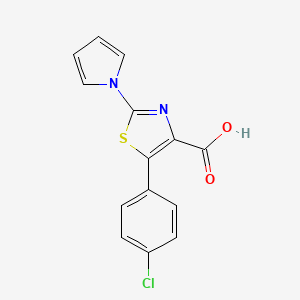 molecular formula C14H9ClN2O2S B1380351 5-(4-chlorophenyl)-2-(1H-pyrrol-1-yl)-1,3-thiazole-4-carboxylic acid CAS No. 1623080-69-2