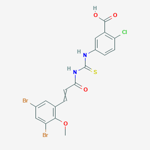 2-Chloro-5-[[[[3-(3,5-dibromo-2-methoxyphenyl)-1-oxo-2-propenyl]amino]thioxomethyl]amino]-benzoic acid