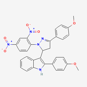 1H-Indole, 3-(4,5-dihydro-1-(2,4-dinitrophenyl)-3-(4-methoxyphenyl)-1H-pyrazol-5-yl)-2-(4-methoxyphenyl)-