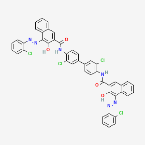 molecular formula C46H28Cl4N6O4 B13804161 N,N'-(3,3'-Dichloro[1,1'-biphenyl]-4,4'-diyl)bis[4-[(2-chlorophenyl)azo]-3-hydroxynaphthalene-2-carboxamide] CAS No. 5280-74-0