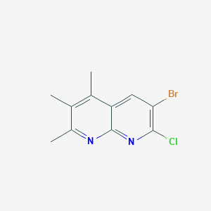 molecular formula C11H10BrClN2 B1380418 6-Bromo-7-chloro-2,3,4-trimethyl-1,8-naphthyridine CAS No. 1554186-97-8