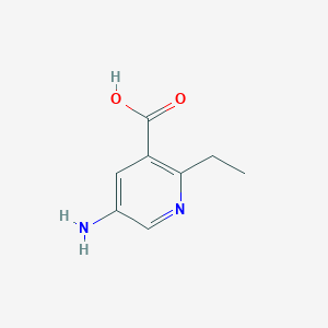 molecular formula C8H10N2O2 B1380419 5-Amino-2-ethylpyridine-3-carboxylic acid CAS No. 1783496-69-4