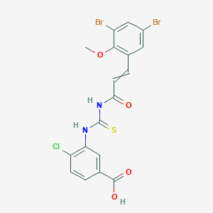 molecular formula C18H13Br2ClN2O4S B13804441 4-Chloro-3-[3-(3,5-dibromo-2-methoxyphenyl)prop-2-enoylcarbamothioylamino]benzoic acid CAS No. 530131-47-6