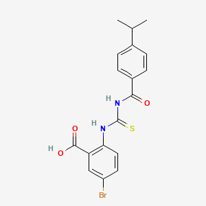 molecular formula C18H17BrN2O3S B13804553 5-Bromo-2-[(4-propan-2-ylbenzoyl)carbamothioylamino]benzoic acid 