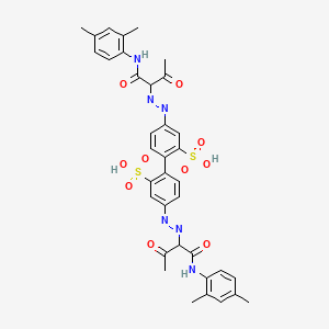 molecular formula C36H36N6O10S2 B13804564 4,4'-bis[[1-[[(2,4-Dimethylphenyl)amino]carbonyl]-2-oxopropyl]azo][1,1'-biphenyl]-2,2'-disulphonic acid CAS No. 78952-69-9