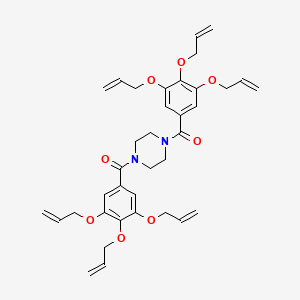 molecular formula C36H42N2O8 B13804614 1,4-Bis(3,4,5-triallyloxybenzoyl)piperazine CAS No. 63980-46-1