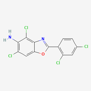 molecular formula C13H6Cl4N2O B13804728 4,6-dichloro-2-(2,4-dichlorophenyl)-1,3-benzoxazol-5-amine 