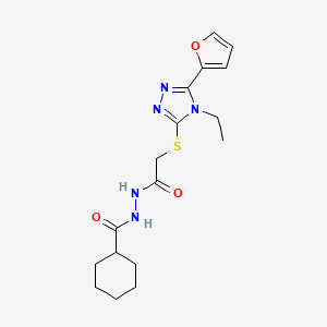 N'-[2-[[4-ethyl-5-(furan-2-yl)-1,2,4-triazol-3-yl]sulfanyl]acetyl]cyclohexanecarbohydrazide