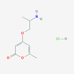 molecular formula C9H14ClNO3 B1380510 4-(2-氨基丙氧基)-6-甲基-2H-吡喃-2-酮盐酸盐 CAS No. 1824274-02-3