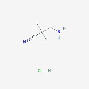 molecular formula C5H11ClN2 B1380533 3-Amino-2,2-dimethylpropanenitrile hydrochloride CAS No. 1196693-40-9