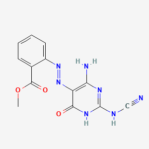 Benzoic acid, 2-((6-amino-2-(cyanoamino)-1,4-dihydro-4-oxo-5-pyrimidinyl)azo)-, methyl ester