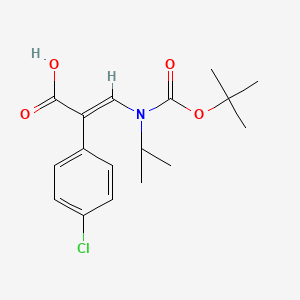 molecular formula C17H22ClNO4 B1380581 (E)-3-((tert-Butoxycarbonyl)(isopropyl)amino)-2-(4-chlorophenyl)acrylic acid CAS No. 1489004-27-4