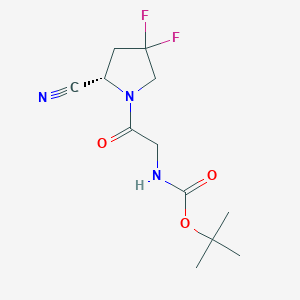 molecular formula C12H17F2N3O3 B1380595 (S)-tert-butyl (2-(2-cyano-4,4-difluoropyrrolidin-1-yl)-2-oxoethyl)carbamate CAS No. 1448440-50-3