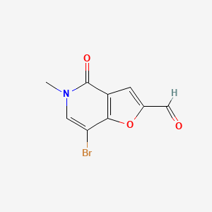 molecular formula C9H6BrNO3 B1380601 7-Bromo-5-metil-4-oxo-4,5-dihidrofuoro[3,2-c]piridina-2-carbaldehído CAS No. 1628707-02-7