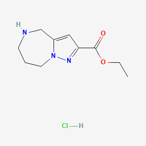 molecular formula C10H16ClN3O2 B1380603 Ethyl 5,6,7,8-tetrahydro-4H-pyrazolo[1,5-a][1,4]diazepine-2-carboxylate hydrochloride CAS No. 1384080-92-5
