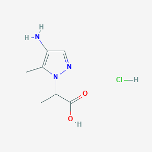 molecular formula C7H12ClN3O2 B1380638 2-(4-Amino-5-methyl-1H-pyrazol-1-yl)propanoic acid hydrochloride CAS No. 1431966-34-5