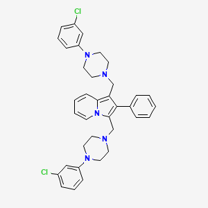 molecular formula C36H37Cl2N5 B13806570 Indolizine, 1,3-bis((4-(3-chlorophenyl)-1-piperazinyl)methyl)-2-phenyl- CAS No. 58892-63-0