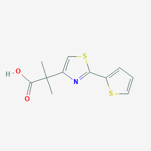 molecular formula C11H11NO2S2 B1380677 2-Methyl-2-[2-(thiophen-2-yl)-1,3-thiazol-4-yl]propanoic acid CAS No. 1268036-59-4