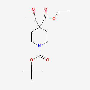 molecular formula C15H25NO5 B1380678 1-Tert-butyl 4-ethyl 4-acetylpiperidine-1,4-dicarboxylate CAS No. 1189118-15-7