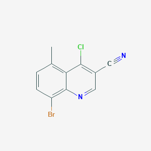 molecular formula C11H6BrClN2 B1380712 8-溴-4-氯-5-甲基喹啉-3-碳腈 CAS No. 1558435-36-1