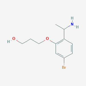 molecular formula C11H16BrNO2 B1380713 3-[2-(1-Aminoethyl)-5-bromophenoxy]propan-1-ol CAS No. 1554813-66-9