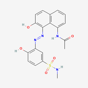 molecular formula C19H18N4O5S B13807315 Acetamide, N-[7-hydroxy-8-[[2-hydroxy-5-[(methylamino)sulfonyl]phenyl]azo]-1-naphthalenyl]- CAS No. 23104-75-8