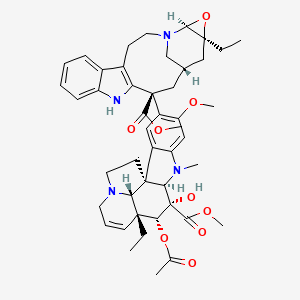 molecular formula C46H56N4O9 B13807468 methyl (13S,15S,17S,19S)-13-[(1R,9R,10S,11R,12R,19R)-11-acetyloxy-12-ethyl-10-hydroxy-5-methoxy-10-methoxycarbonyl-8-methyl-8,16-diazapentacyclo[10.6.1.01,9.02,7.016,19]nonadeca-2,4,6,13-tetraen-4-yl]-17-ethyl-18-oxa-1,11-diazapentacyclo[13.4.1.04,12.05,10.017,19]icosa-4(12),5,7,9-tetraene-13-carboxylate 