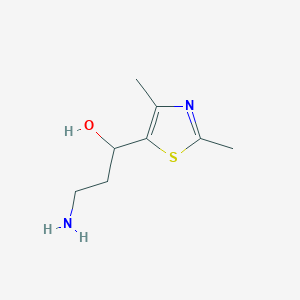 molecular formula C8H14N2OS B1380761 3-Amino-1-(dimethyl-1,3-thiazol-5-yl)propan-1-ol CAS No. 1369337-36-9