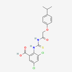 3,5-Dichloro-2-[[2-(4-propan-2-ylphenoxy)acetyl]carbamothioylamino]benzoic acid