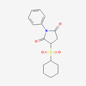 molecular formula C16H19NO4S B13808096 N-Phenyl-3-(cyclohexylsulfonyl)pyrrolidine-2,5-dione CAS No. 77391-58-3