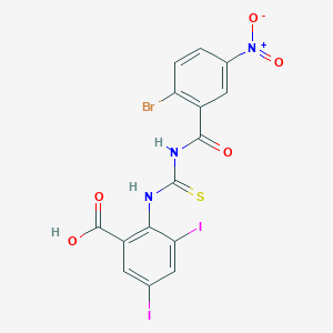 2-[(2-Bromo-5-nitrobenzoyl)carbamothioylamino]-3,5-diiodobenzoic acid