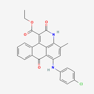 3H-Naphtho[1,2,3-de]quinoline-1-carboxylic acid, 6-[(4-chlorophenyl)amino]-2,7-dihydro-4-methyl-2,7-dioxo-, ethyl ester